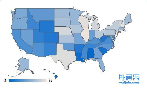 乐数据丨美国各州房产税率和房价中位数,你想